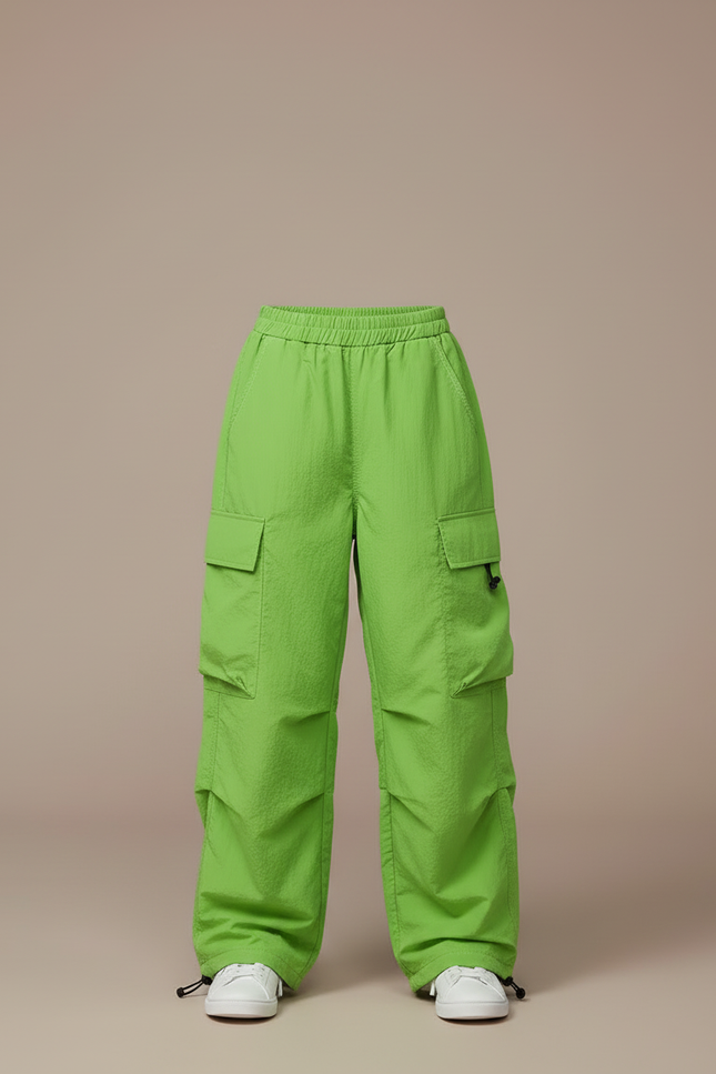 Pantalon Cargo Vert Ample Multipoches Fille Streetwear - Polyester - vue 3