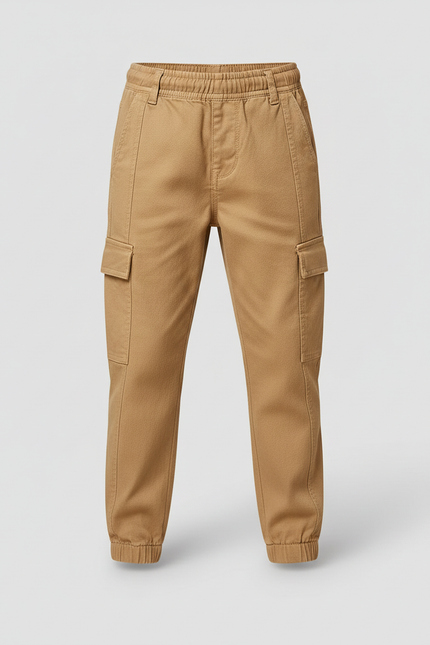 Pantalon Cargo Beige Coton Enfant Multipoches Jogger - vue 3