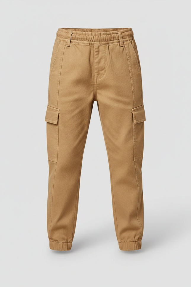 Pantalon Cargo Beige Coton Enfant Multipoches Jogger - vue 3