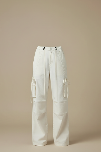 Pantalon Blanc Cargo - Toile - vue 2