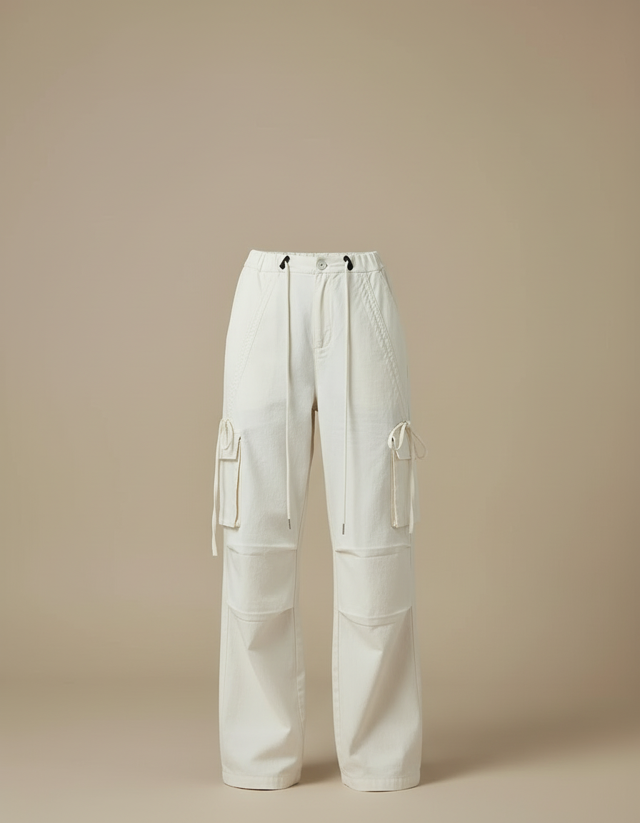 Pantalon Blanc Cargo - Toile - vue 2