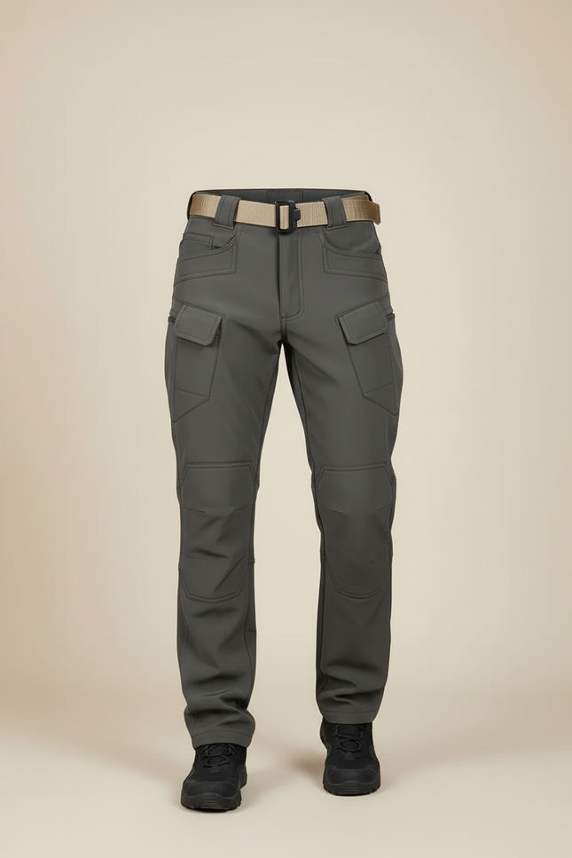 Pantalon Cargo Gris Tactique Multipoches Élastique Homme - Polyester - vue 3