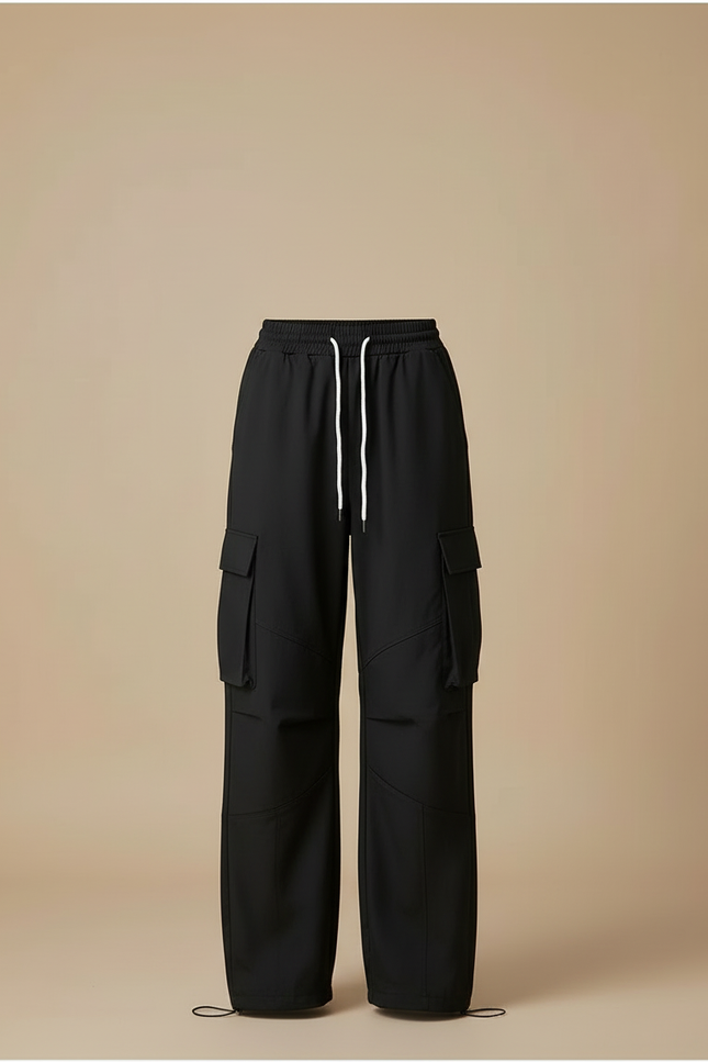 Pantalon Cargo Femme Noir Parachute Ripstop Streetwear - Polyester - vue 3
