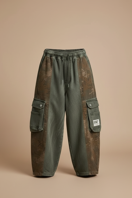 Pantalon Cargo Vert Marron Ample Multipoches Décontracté - Multicolore Jean - vue 3