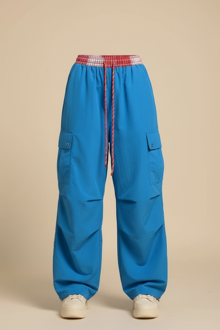 Pantalon Cargo Bleu Ample Parachute Femme - Polyester - vue 3