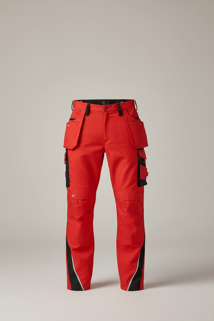 Pantalon Cargo Rouge Sécurité Réfléchissant Multipoches Homme - Toile - vue 3