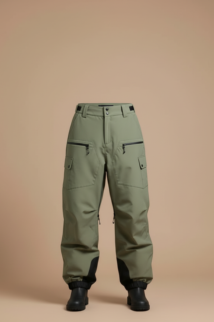 Pantalon Cargo Vert Ample Imperméable Multi-Poches Hiver - Polyester - vue 3