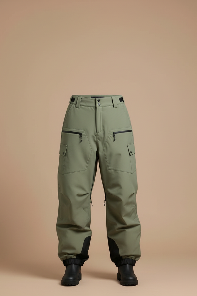 Pantalon Cargo Vert Ample Imperméable Multi-Poches Hiver - Polyester - vue 3
