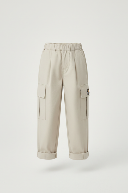 Pantalon Cargo Beige Décontracté Ample Poches Garçon - Toile - vue 3