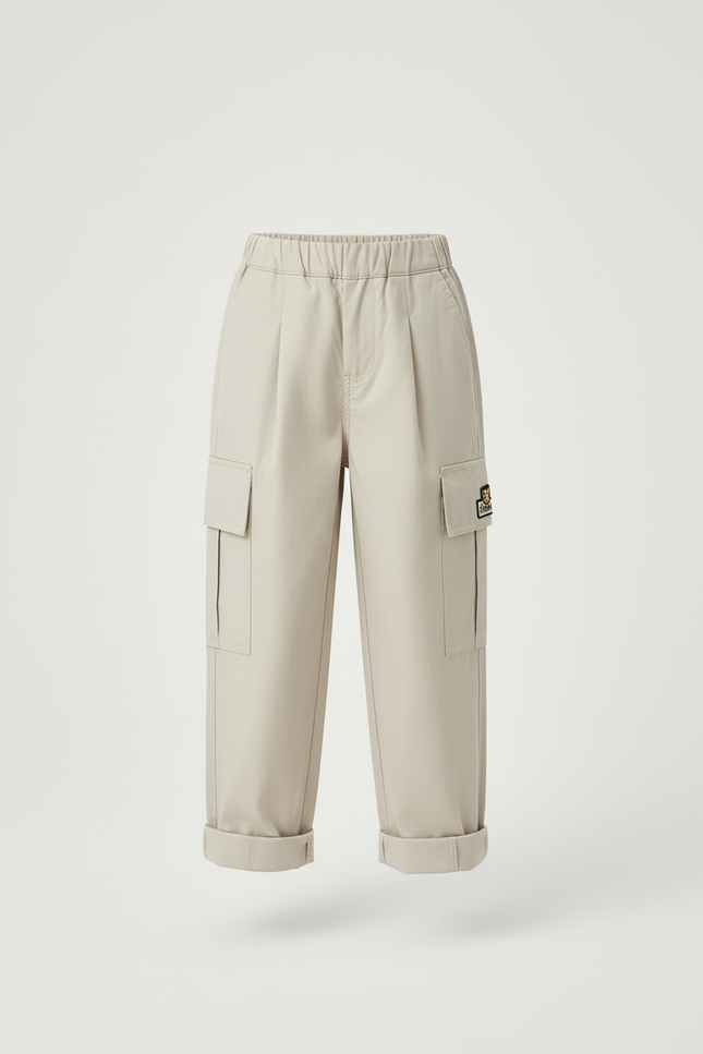 Pantalon Cargo Beige Décontracté Ample Poches Garçon - Toile - vue 3