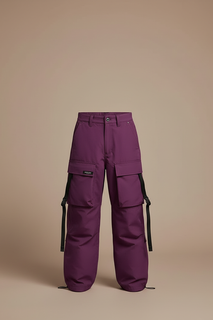 Pantalon Cargo Violet Ample Multi-Poches Bretelles Enfant - Polyester - vue 3