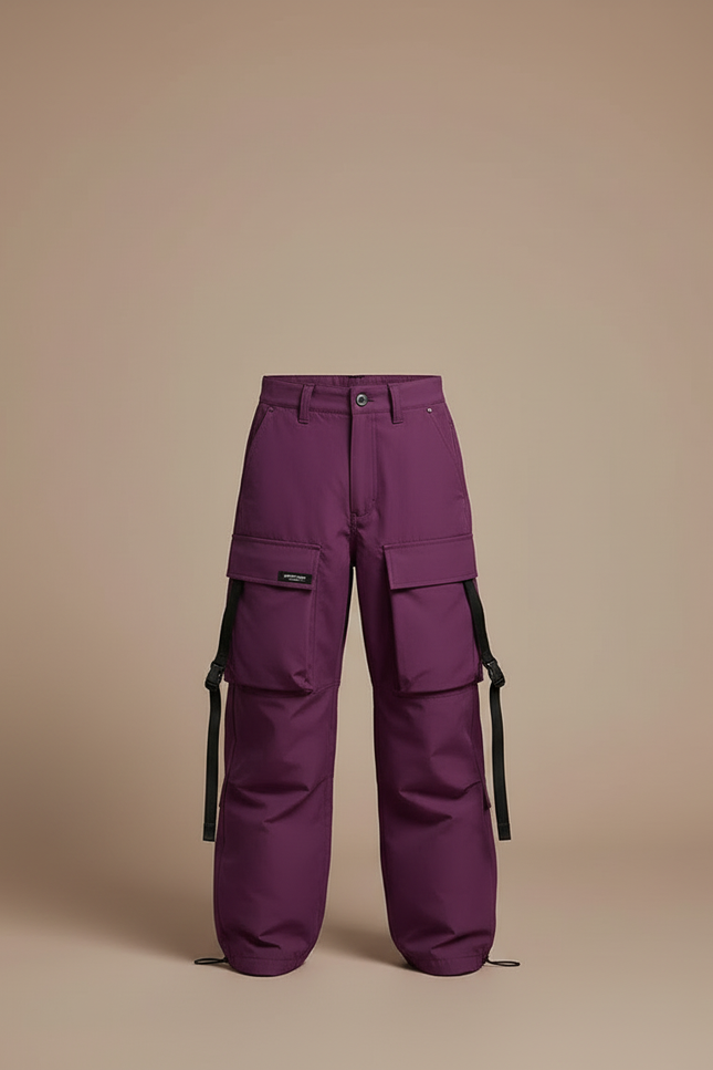 Pantalon Cargo Violet Ample Multi-Poches Bretelles Enfant - Polyester - vue 3