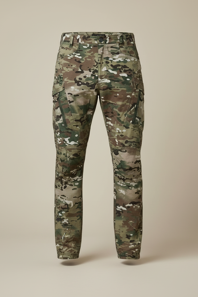 Pantalon Cargo Camouflage Militaire Tactique Homme Multipoches - Multicolore Toile - vue 3
