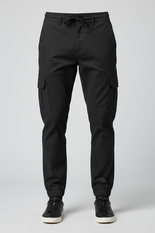 Pantalon Cargo Noir Décontracté Jogger Coton Homme - vue 3