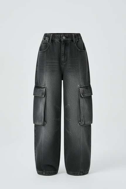 Pantalon Cargo Enfant Gris Ample Denim Décontracté - Jean - vue 3