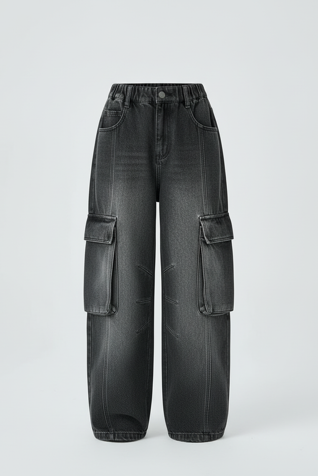 Pantalon Cargo Enfant Gris Ample Denim Décontracté - Jean - vue 3