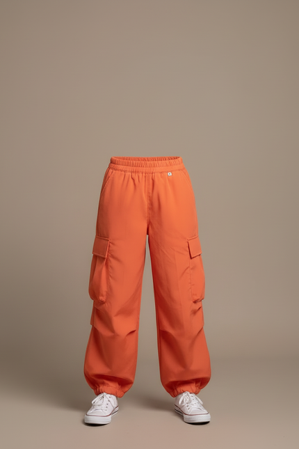Pantalon Cargo Orange Femme - Polyester - vue 3