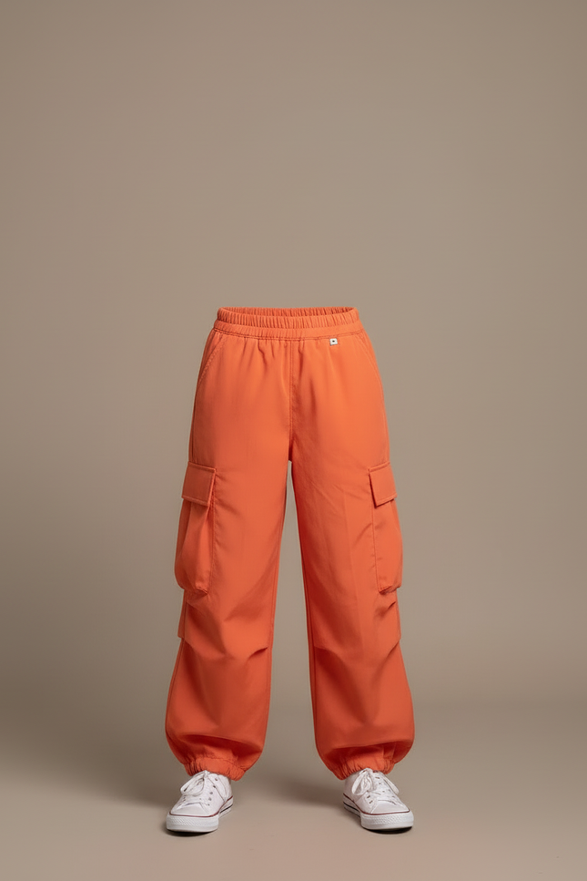 Pantalon Cargo Orange Femme - Polyester - vue 3