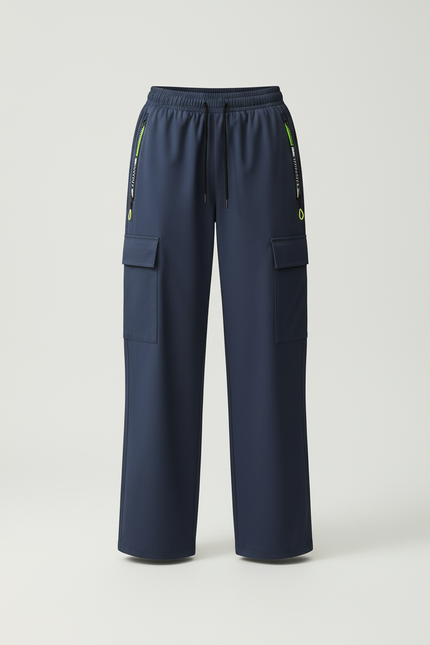 Pantalon Cargo Bleu Marine Ample Décontracté Multipoches Femme - Polyester - vue 3