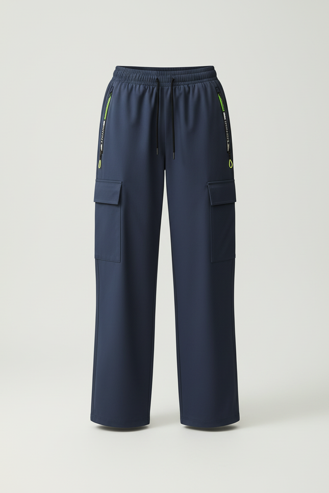 Pantalon Cargo Bleu Marine Ample Décontracté Multipoches Femme - Polyester - vue 3
