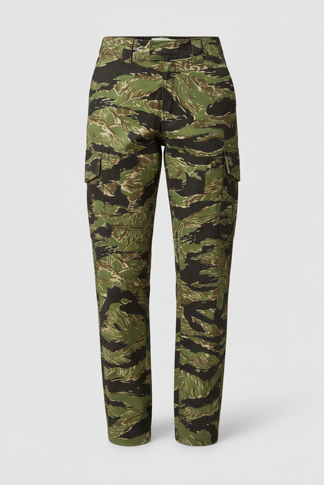Pantalon Cargo Camouflage Militaire Vert Ample Femme - Toile - vue 3