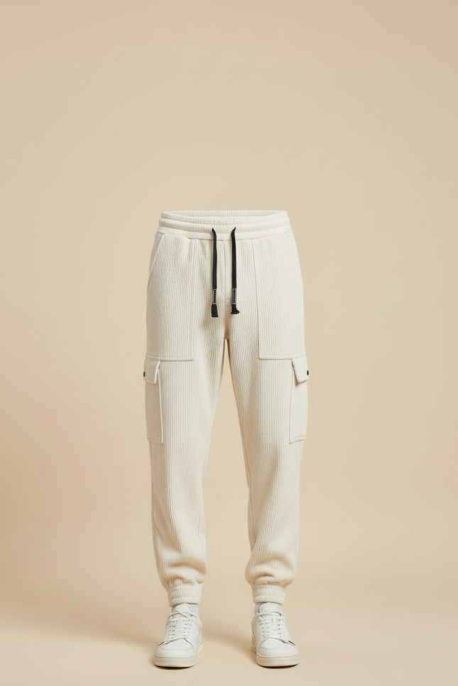 Pantalon Cargo Beige Côtelé Ample Décontracté Homme - Cordé - vue 3