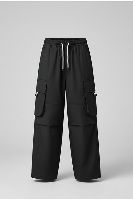 Pantalon Cargo Noir Ample Coton Sport Enfant - vue 3