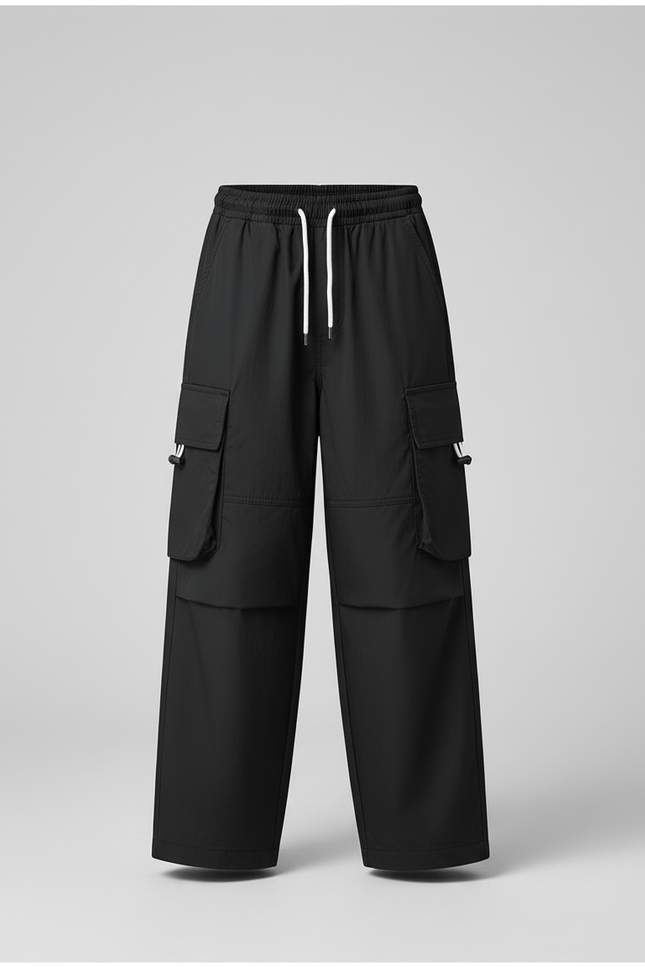 Pantalon Cargo Noir Ample Coton Sport Enfant - vue 3