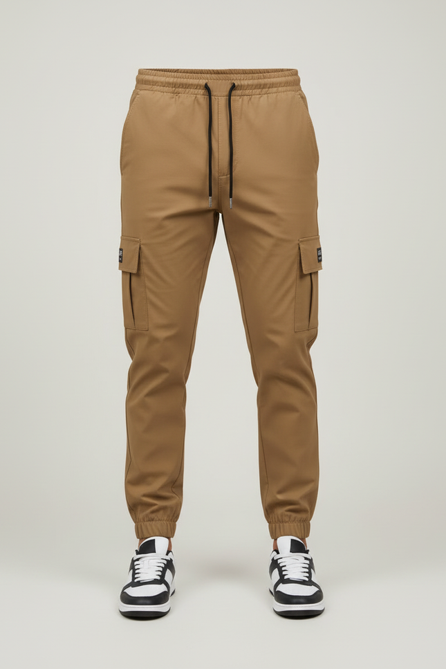 Pantalon Cargo Kaki Homme Jogger Multipoches Cordon - Polyester - vue 3