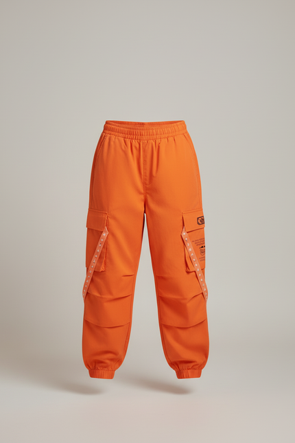 Pantalon Cargo Orange Ample Sangles Enfant - Toile - vue 3