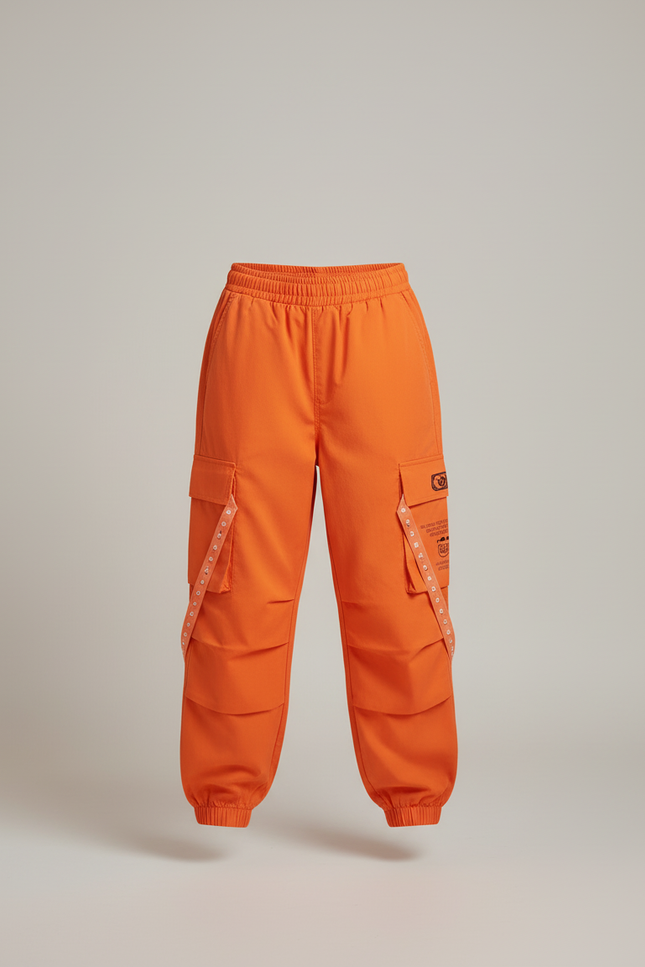 Pantalon Cargo Orange Ample Sangles Enfant - Toile - vue 3