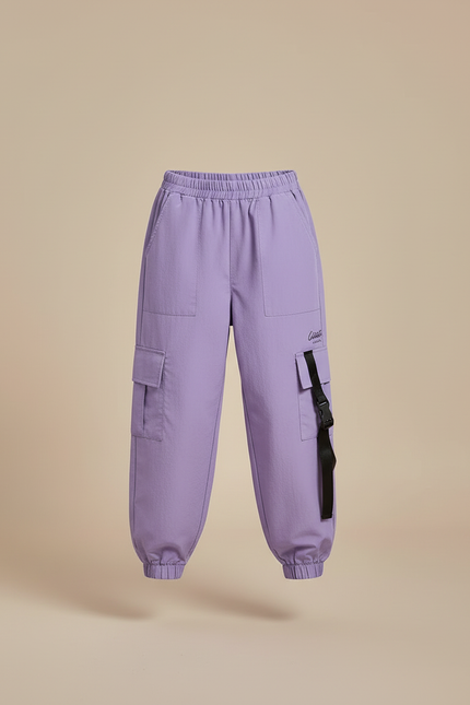 Pantalon Cargo Violet Ample Fille Streetwear - Polyester - vue 3