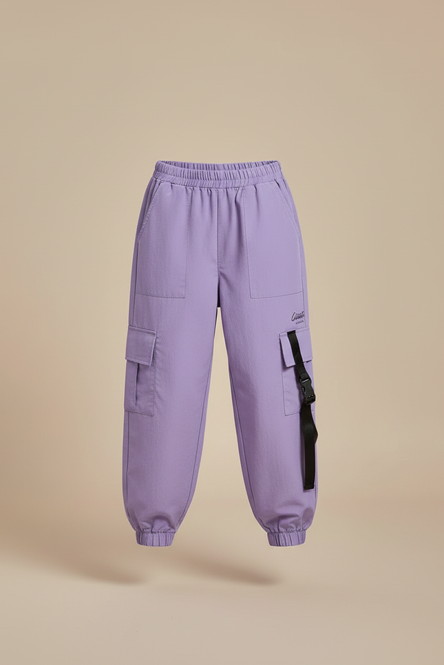 Pantalon Cargo Violet Ample Fille Streetwear - Polyester - vue 3