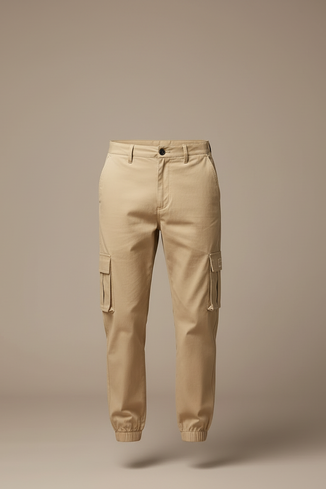 Pantalon Cargo Bas Resserré - Beige Coton - vue 3