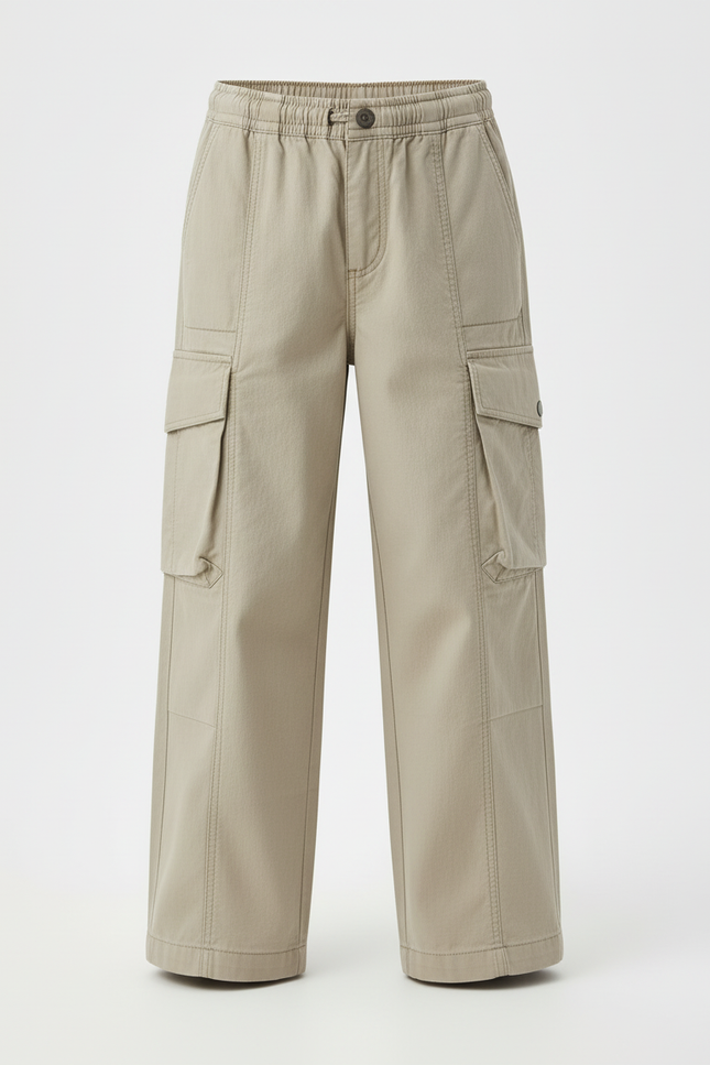 Pantalon Cargo Beige Ample Décontracté Garçon - Gabardine - vue 3