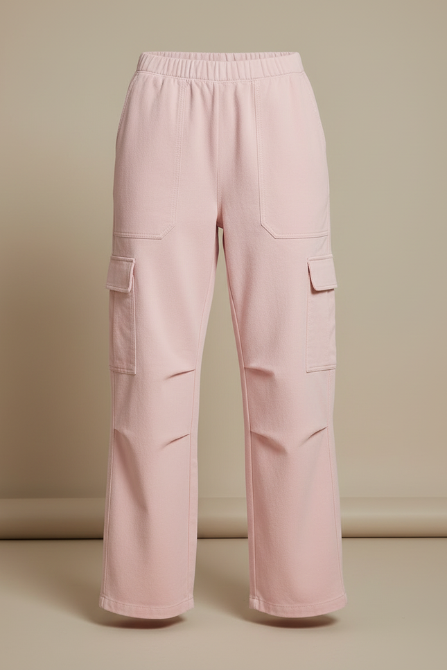 Pantalon Cargo Rose Ample Taille Haute Casual Femme - Molleton - vue 3