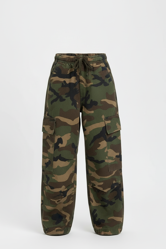 Pantalon Cargo Motif Camouflage Femme - Multicolore Toile - vue 3