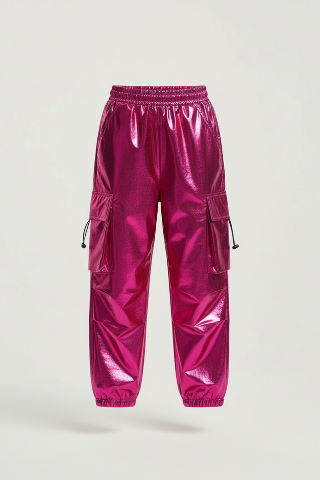 Pantalon Cargo Fuchsia Brillant Ample Fille - Rose Polyester - vue 3