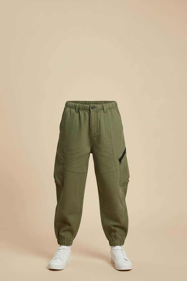 Pantalon Cargo Kaki Enfant Décontracté Poches - Toile - vue 3