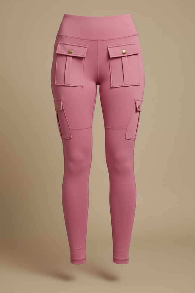 Pantalon Cargo Rose Skinny Taille Haute Multipoches - Polyester - vue 3
