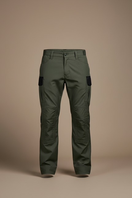 Pantalon Cargo Homme Vert Militaire Tactique Multi-Poches - Kaki Toile - vue 3
