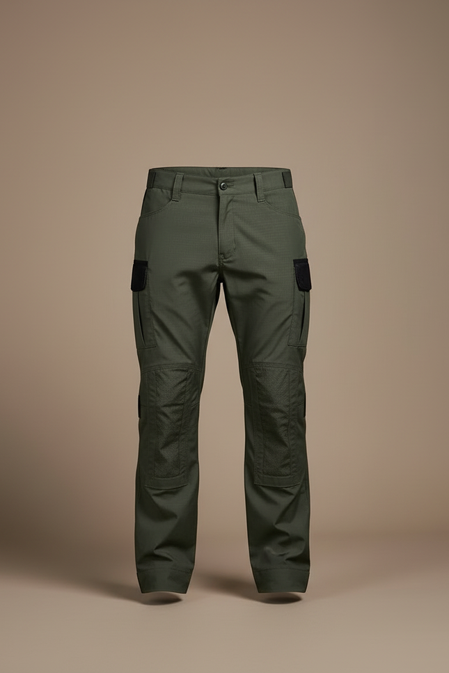 Pantalon Cargo Homme Vert Militaire Tactique Multi-Poches - Kaki Toile - vue 3