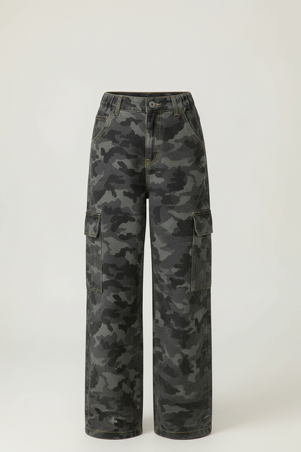 Pantalon Cargo Camouflage Ample Multipoches Denim Enfant - Multicolore Jean - vue 3