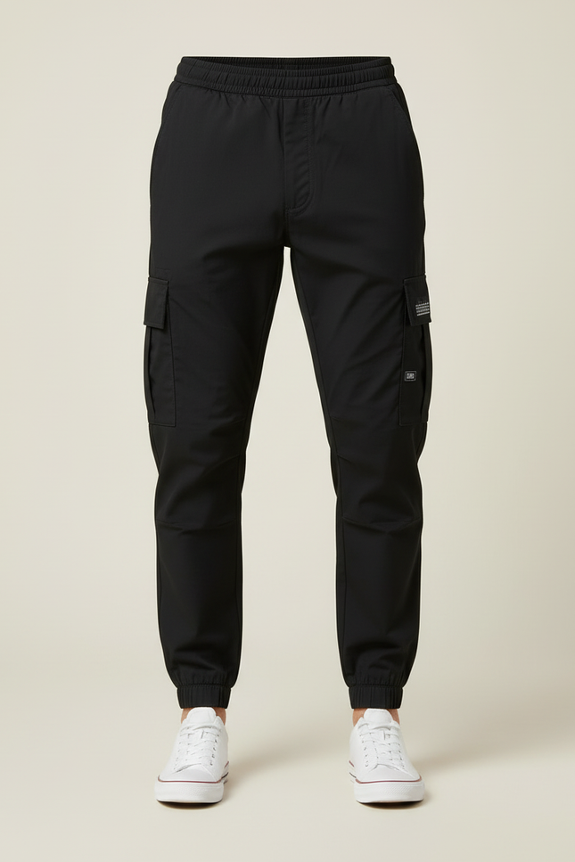 Pantalon Cargo Noir Homme Coton Multipoches Slim - Polyester - vue 3