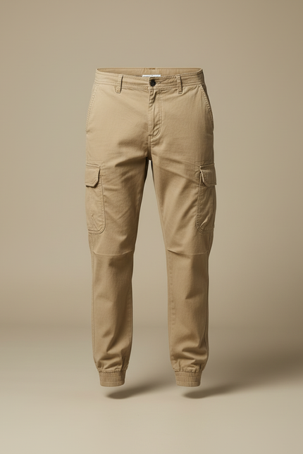 Pantalon Cargo Beige Coton Jogger Multipoches Homme - vue 3