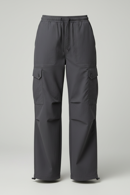 Pantalon Cargo Gris Ample Décontracté Urbain Léger - Polyester - vue 3