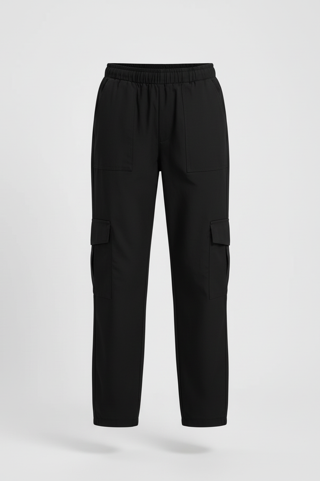 Pantalon Cargo Noir Ample Élastique Fille Coton - vue 3