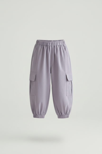 Pantalon Cargo Enfant Violet Ample Coton Décontracté - vue 3
