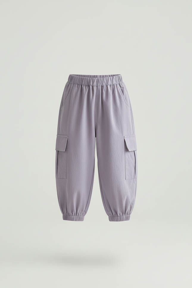 Pantalon Cargo Enfant Violet Ample Coton Décontracté - vue 3