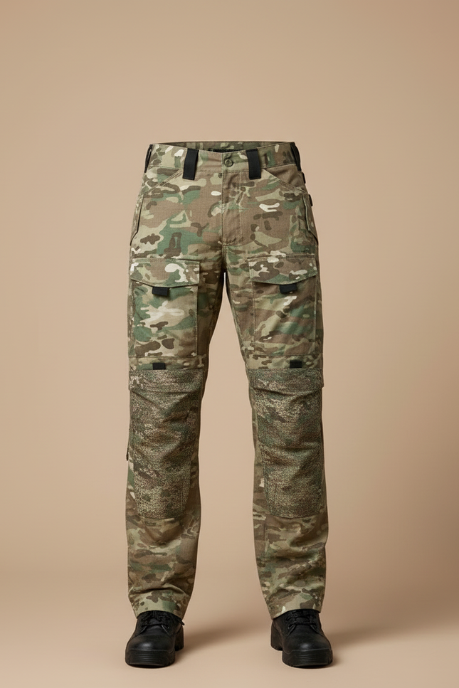 Pantalon Cargo Camouflage Militaire Multipoches Homme Tactique - Multicolore Toile - vue 3